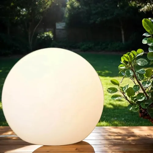 Licht-Erlebnisse Tischlampe rund Ø 30 cm - Tischlampen, elegante weiße Kugelleuchte mit warmweißer LED, blendarm und ideal für stimmungsvolle Beleuchtung in Wohnräumen oder Gastronomie.