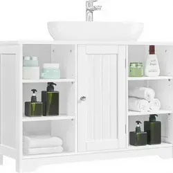 Yaheetech Badezimmer-Unterschrank mit offenen Ablagefächern in weiß von Yaheetech