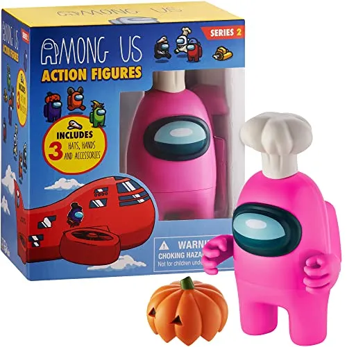 Among Us Sammel-Actionfigur Serie 2 mit Zubehör (Rosa)