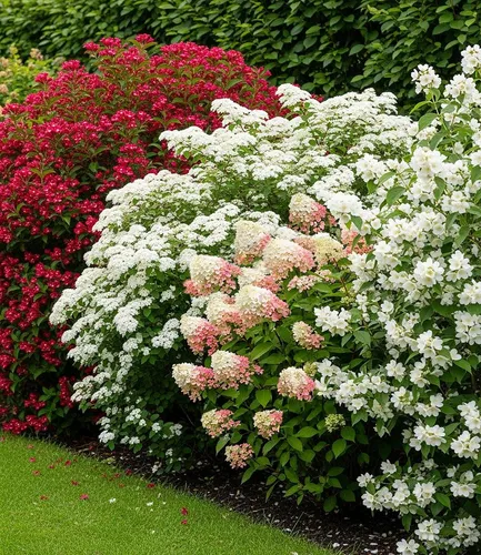 BALDUR Garten Duftende Blütenhecke 4x Pflanzen im Topf - Vielfältige blühende Pflanzen für Ihren Garten, winterhart und pflegeleicht. Ideal für Sonne bis Halbschatten, blüht von März bis November.