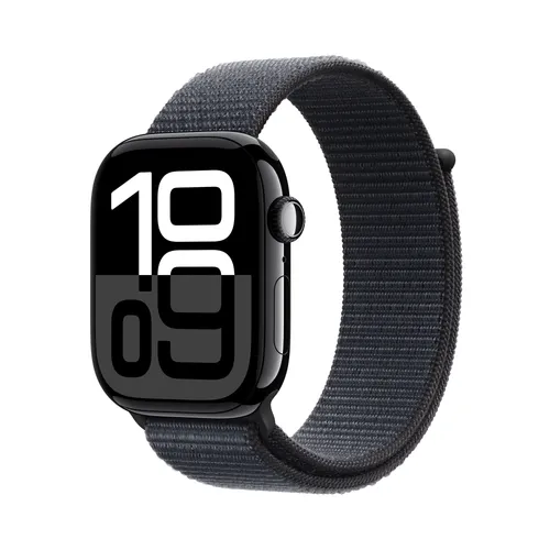 Apple Watch Series 10 46 mm Aluminium (GPS+Cellular) - Sport Loop in Tinte, diamantschwarz, mit Herzfrequenzmessung und Sturzerkennung für Ihre Gesundheit