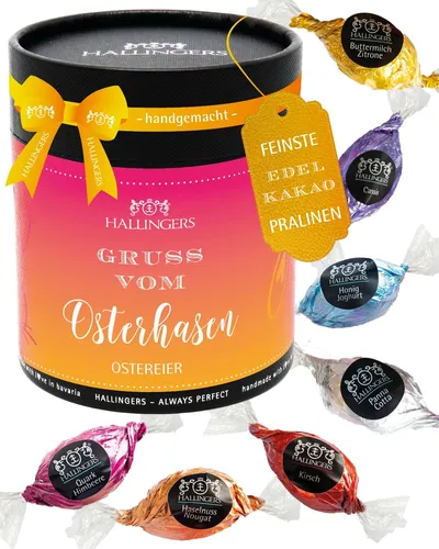 Hallingers Gruß vom Osterhasen XXL Pralinen Ostereier handgemacht ohne Alkohol i