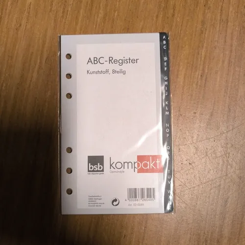 BSB Ersatzeinlage ABC-Register - 6-fach Lochung - Bürobedarf & Schreibwaren - Praktisches ABC-Register für BSB Kompakt Terminplaner, sorgt für perfekte Organisation und schnellen Zugriff auf wichtige Informationen.
