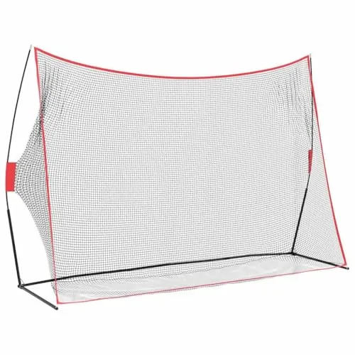 vidaXL Golf Trainingshilfen Schwarz 309 x 93 x 216 cm - Trampoline für Golfer, ideales Schlagnetz aus robustem Polyester, perfekt für präzises Training im Garten mit großzügigen Abmessungen und tragbarer Tragetasche.
