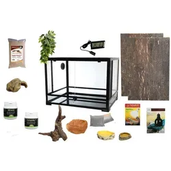 M&S Reptilien Terrarium Komplettset: Für Leopardgeckos (ca. 100 cm Länge) mit ReptiZoo Glas-Terrarium 91,5x46x46 cm ( wird verschickt) RK0119