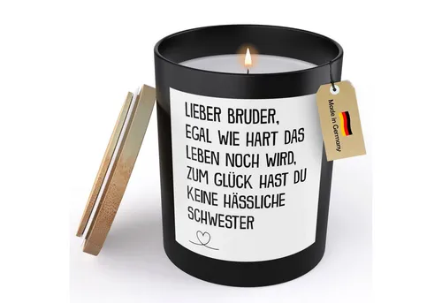 22Feels Duftkerze Deko Bruder Geschenk von Schwester Bday Weihnachten Geschwister, MADE IN GERMANY, Europäisches Sojawachs, Handgegossen