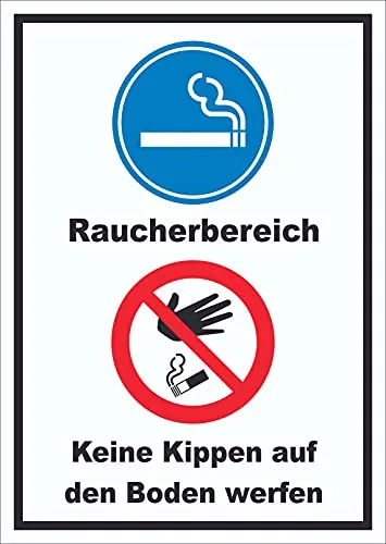 HB-Druck Schild Raucherbereich Boden verboten hochkant A6 (105x148mm)