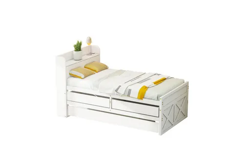 Flieks Polsterbett 140x190cm mit Stauraum und Kopfteil – Beige