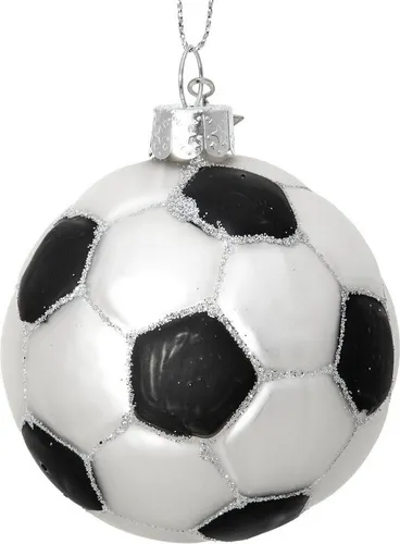 SIKORA Weihnachtsbaumkugel Fußball besondere Weihnachtskugel Glas Anhänger – BS520, Christbaumschmuck Deko - traditionell, witzig & außergewöhnlich