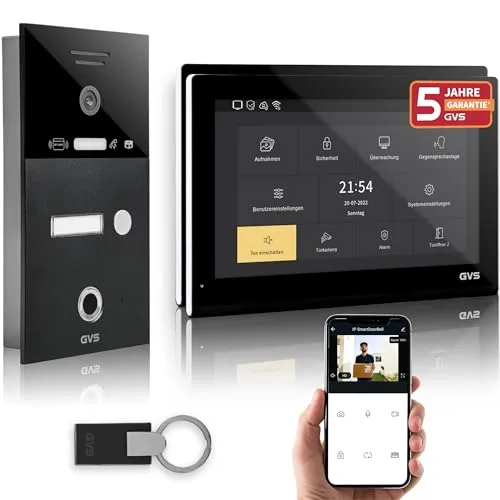 GVS Video Türsprechanlage mit Türöffner, Fingerprint, RFID, 2X 10 Monitore