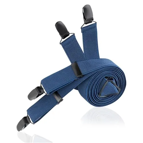 LINDENMANN Hosenträger Herren marine Länge 120 cm X-Form längenverstellbar Made in Germany, Größe/Size:120, Farbe/Color:blau