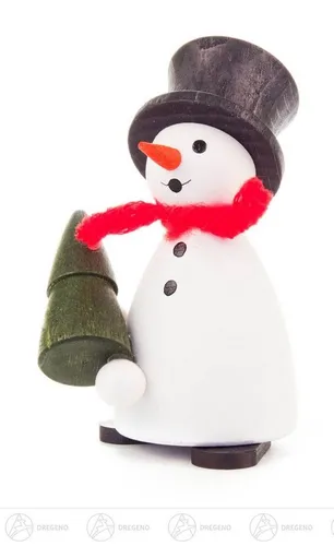Dregeno Erzgebirge Schneemann Weihnachtliche Miniatur Schneemann mit Baum Breite x Höhe x Tiefe 4