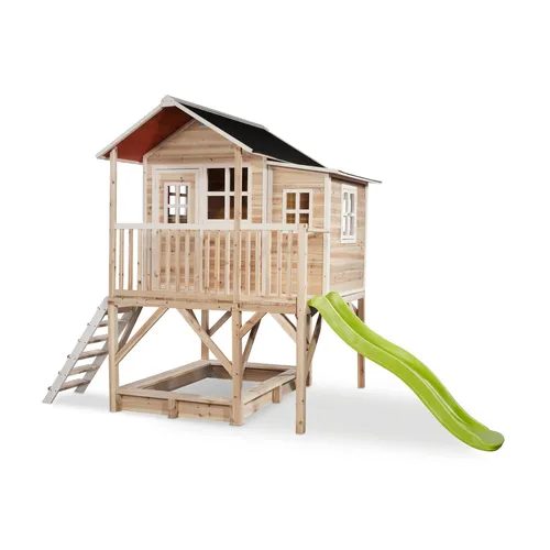 EXIT Loft 550 Holzspielhaus - naturel - Gartenspielhäuser für stundenlangen Spielspaß, mit wetterfestem Bitumendach und erhöhtem Design für Sandkastenunterhaltung.