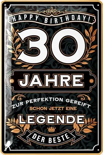LANOLU Blechschild 30 Schild Geburtstag