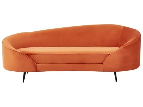 Beliani 3er Sofa Samt orange gebogen oval in orange von Beliani