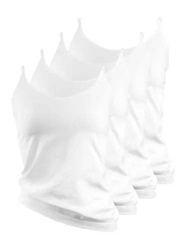 Yenita 4er Pack Damen Unterhemden - Mikrofaser Spaghetti Tops, Weiß, Gr. XL - Unterhemden & BH-Hemden für Damen, atmungsaktive Seamless-Wäsche für ultimativen Tragekomfort ohne Seitennähte, langlebig und formbeständig.