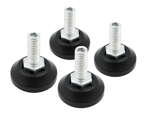 Design61 4X Justierfüße Ø 30mm M8x20 Stellschraube verzinkt mit Innensechskant von Oben verstellbar Stellfüße Nivellierfüße für Möbel, Werkbank & Maschinen