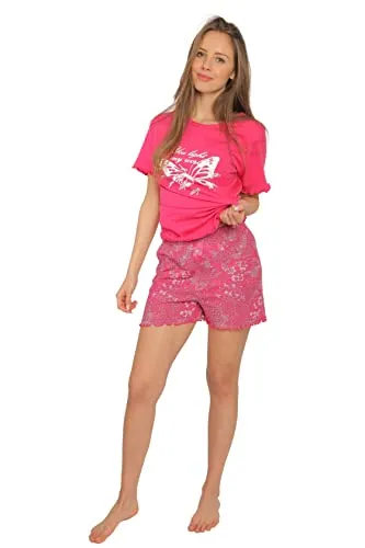 Consult-Tex Damen Shorty Pyjama Schlafanzug DF022, 100% Baumwolle-Jersey, Gr.: 40/42