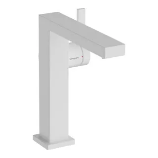 hansgrohe Tecturis E - Mattweiße Waschtischarmatur - Touch-On-Wasserhähne für Badezimmerwaschbecken mit EcoSmart+ für 20 % weniger Wasserverbrauch und CoolStart für energiesparendes Kaltwasser. Langlebige Mattweiß-Oberfläche.