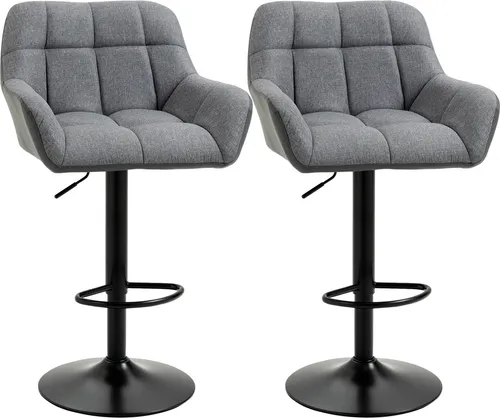 HOMCOM Barhocker 2er-Set, Höhenverstellbar in grau von HOMCOM