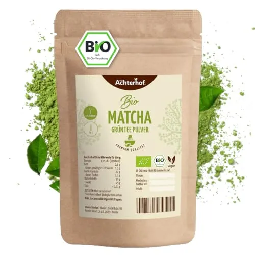 vom Achterhof Bio Matcha Grüntee Pulver 100g | Matcha Tee | naturrein und vegan