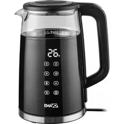 Elektrischer Wasserkocher 2200W 1.7L Glas Kabellos Mit Regelung 40-100°C - Schwarz