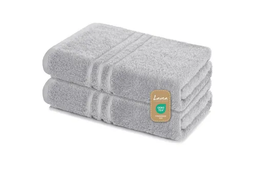 Lavea Handtuch Set saugstarke Frottierserie Elena, aus 100% strapazierfähiger Baumwolle (80x200cm, 2-St), Saunatuch - angenehmes Hautgefühl bei jedem Sauna-Gang - 500g/m²