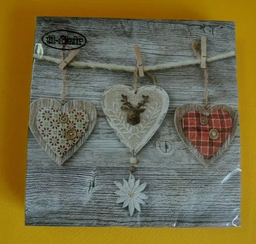 Servietten Holz Herz rustikal 1 Packung OVP Strick Hirsch Edelweiß LETZTE kla 20