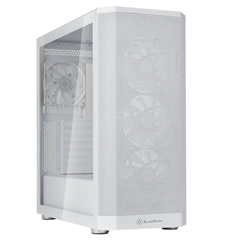 Silverstone Technology FARA 514X - Weißes Gehäuse mit Tempered Glass - Externe Festplatte mit elegantem Design und optimaler Kühlung für leistungsstarke Gaming-Systeme.