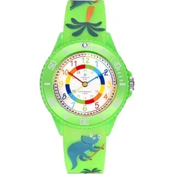 Alienwork Kids Dino T-Rex Lernuhr - Armbanduhren für Jungen, farbenfrohe Lernuhr mit robustem Resin-Gehäuse, 5 ATM wasserdicht und ideal zum spielerischen Lernen der Uhrzeit.