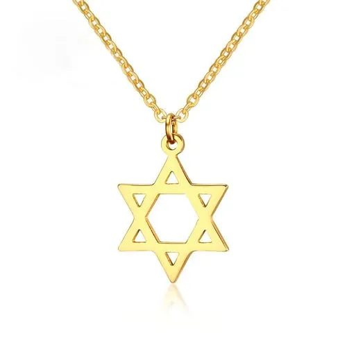 AILUOR Damen 18K Überzog Megan Davidstern-Anhänger-Halsketten, Sechs Gezeigten Megan Stern Schmuck/Männer Hip Hop Schmuck Gold Einstellbar