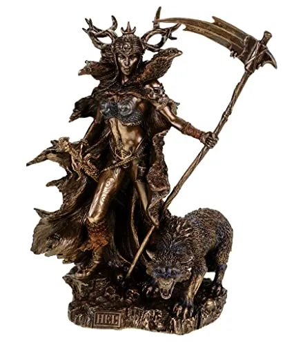 Veronese Hel - nordische Göttin der Unterwelt Figur - Sammlerfigur aus hochwertigem Polyresin mit echter Bronze-Oberfläche, detailreich handbemalt und mit Antikratzschutz für Möbel. Höhe: 27 cm.