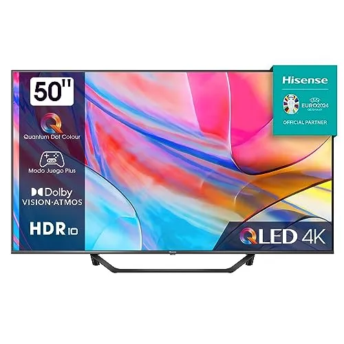 Hisense 50A7K QLED Fernseher 50 Zoll UHD 4K Smart TV - Fernseher mit Quantenpunkt-Technologie für lebendige Farben und 144 Hz Gaming-Modus für ein reibungsloses Spielerlebnis. Unterstützt alle wichtigen HDR-Formate für perfekte Bildqualität.