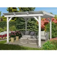 Pavillon SKAN HOLZ Marseille 327 x 350 cm - Pavillon & Pergolen, eleganter Holzpavillon in Weiß, ideal für Gartenpartys und Schutz vor Sonne und Regen.