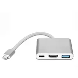 USB-C Multiport Adapter till USB, USB-C (USB PD), 4K HDMI kompatibel Silber