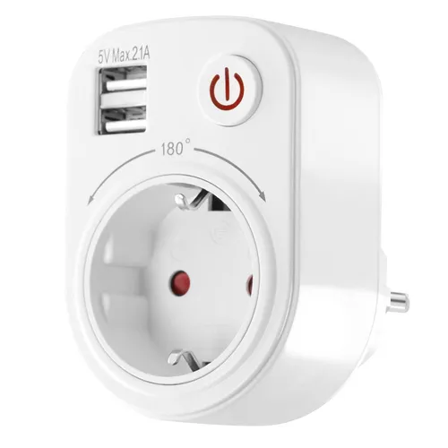 USB Ladegerät Steckdose mit Kinderschutz und Schalter - Praktisches Ladegerät mit drehbarem Design und integrierter Kindersicherung, ideal für Reisen und den sicheren Einsatz zu Hause.