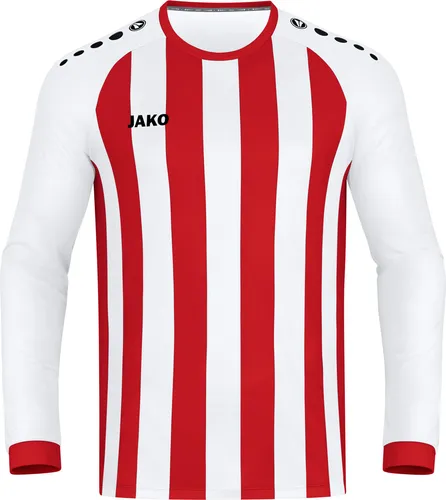 Jako Inter Langarmtrikot Herren - Weiß/Sportrot, Atmungsaktiv und Nachhaltig - Trikots - Jako Inter Langarm-Fußballtrikot aus 100% recyceltem Polyester, mit atmungsaktivem Micro-Mesh Rücken für optimalen Komfort auf dem Platz.