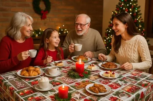 texpot Weihnachtsdecke 140 x 240 cm Adventskerzen Weihnachten abwaschbar Wachstuch Tischdecke