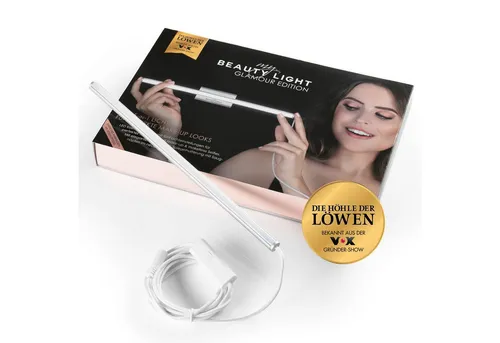 MY BEAUTY LIGHT Spiegelleuchte Glamour Edition - 5-in-1 LED Licht für perfekte Make-Up Looks, simuliert Tageslicht mit 5 Lichteinstellungen, elegantes Design für Schminktisch oder Spiegelschrank.