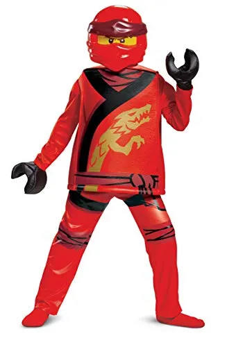 Disguise Deluxe LEGO Ninjago Kai Kostüm für Kinder - Kostüm für Kinder, bestehend aus einer roten Vollmaske und einem hochwertigen Ninja-Set. Ideal für Karneval, Halloween und Weihnachten, sicher und langlebig.