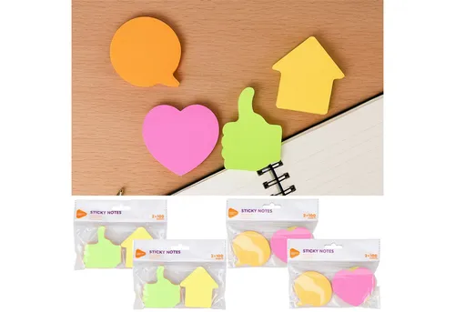 Koopman Haftnotizblock Klebenotizen Haftnotizen Sticky-Notes Memo Zettel Klebezettel, 800tlg, Neonfarben, 4 Formen, Klebend, Bunt