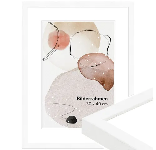 WANDStyle Bilderrahmen 30x30 Weiß, gemasert - Wand- & Tischbilderrahmen aus hochwertigem Massivholz, ideal für Bilder und Poster im Format 30x30 cm, Made in Germany und einfach zu montieren.
