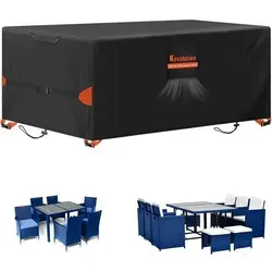 Gartenmöbelabdeckung Wasserdicht 420D Rattan UV-Schutz 220x140x74cm - Schütze deine Gartenmöbel mit der wasserdichten Abdeckung aus 420D Oxford-Gewebe. Sie bietet UV-Schutz und winddichten Halt, ideal für Terrassentische und Möbel-Sets in der Größe 220 x 140 x 74 cm. Robust und langlebig!