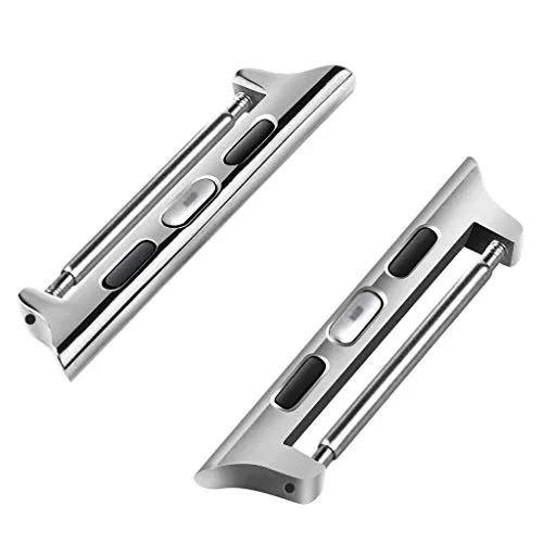 Burkley Connector für Apple Watch Armband Adapter mit Federsteg 42-44mm Stegbreite 22mm in Silber kompatibel mit Apple Watch 1/2 / 3/4 / 5