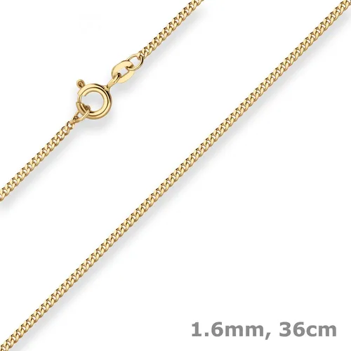 1,6mm Panzerkette Goldkette Collier aus 333 Gold 36cm - Elegante 36 cm lange Panzerkette aus 333 Gelbgold, ideal für Kinder. Hochwertige Verarbeitung für einen strahlenden Auftritt.