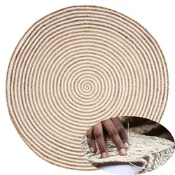 Jute Teppich Roccio rund 120cm - Naturteppich aus Jute & Baumwolle