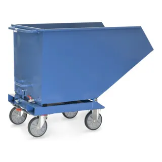 Fetra Kippbehälter Muldenkipper 4703A, 750 kg Tragkraft - Robuster Muldenkipper für Stapler mit 0,6 m³ Volumen, 2 mm starkem Stahlblech und TOTALSTOP Zentralbremse. Ideal zum Sammeln von Flüssigkeiten & Feststoffen, Made in Germany.