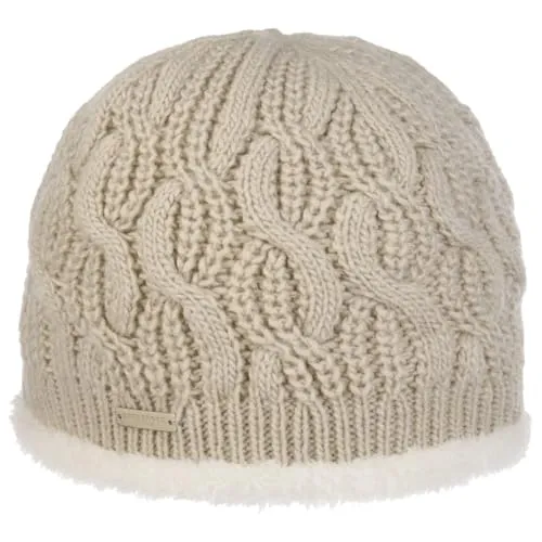 Seeberger Landesta Damen Strickmütze mit Faux Fur - Winterbeanie in Hellbeige - Stylische Strickmütze mit kuscheligem Futter für optimalen Kälteschutz. Einheitsgröße (54-59 cm) und modisches Zopfmuster machen diese Beanie zum perfekten Begleiter im Herbst und Winter.