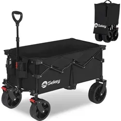 Faltbarer Bollerwagen 150kg mit Bremsen und breiten Reifen