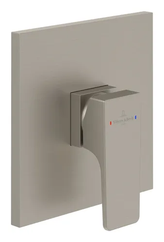 Villeroy & Boch Architectura Square Unterputz-Einhebel-Armatur - Brushed Nickel Matt - Elegante Wandmontage-Armatur für modernes Badezimmerdesign, mit langlebiger Oberfläche und einfacher Bedienung.